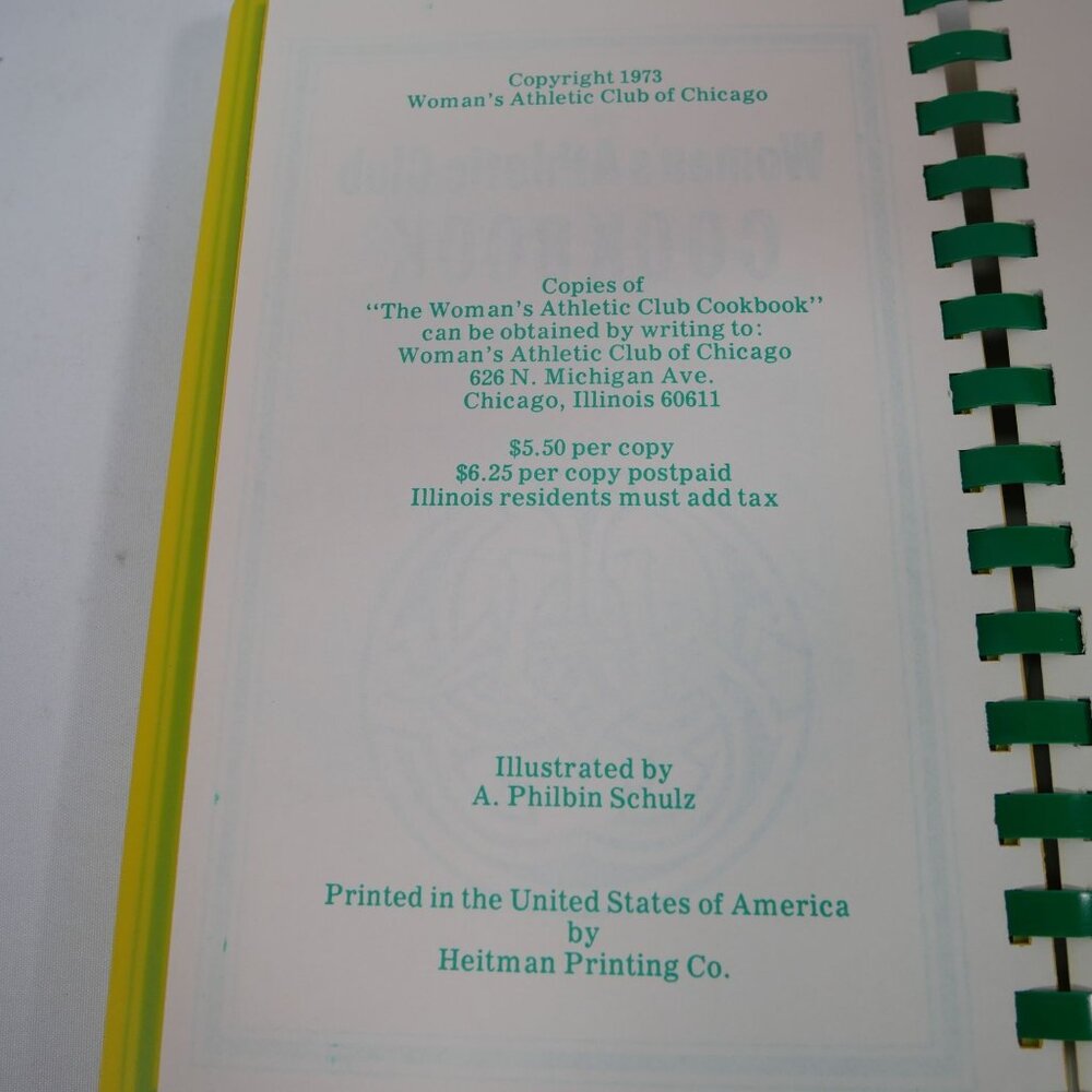 Womans Athletic Club Cookbook 1973 Illustrated Recipes VTG Comb-bound - Picture 2 of 5